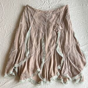 Odille Asymmetrical Cream and Tan Skirt